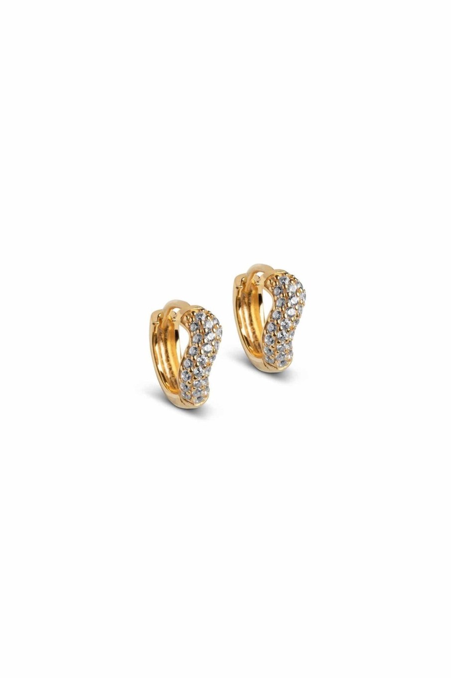 Tilbehor ENAMEL Copenhagen | Sparkling Curve Large Earrings Clear Cz Yellow