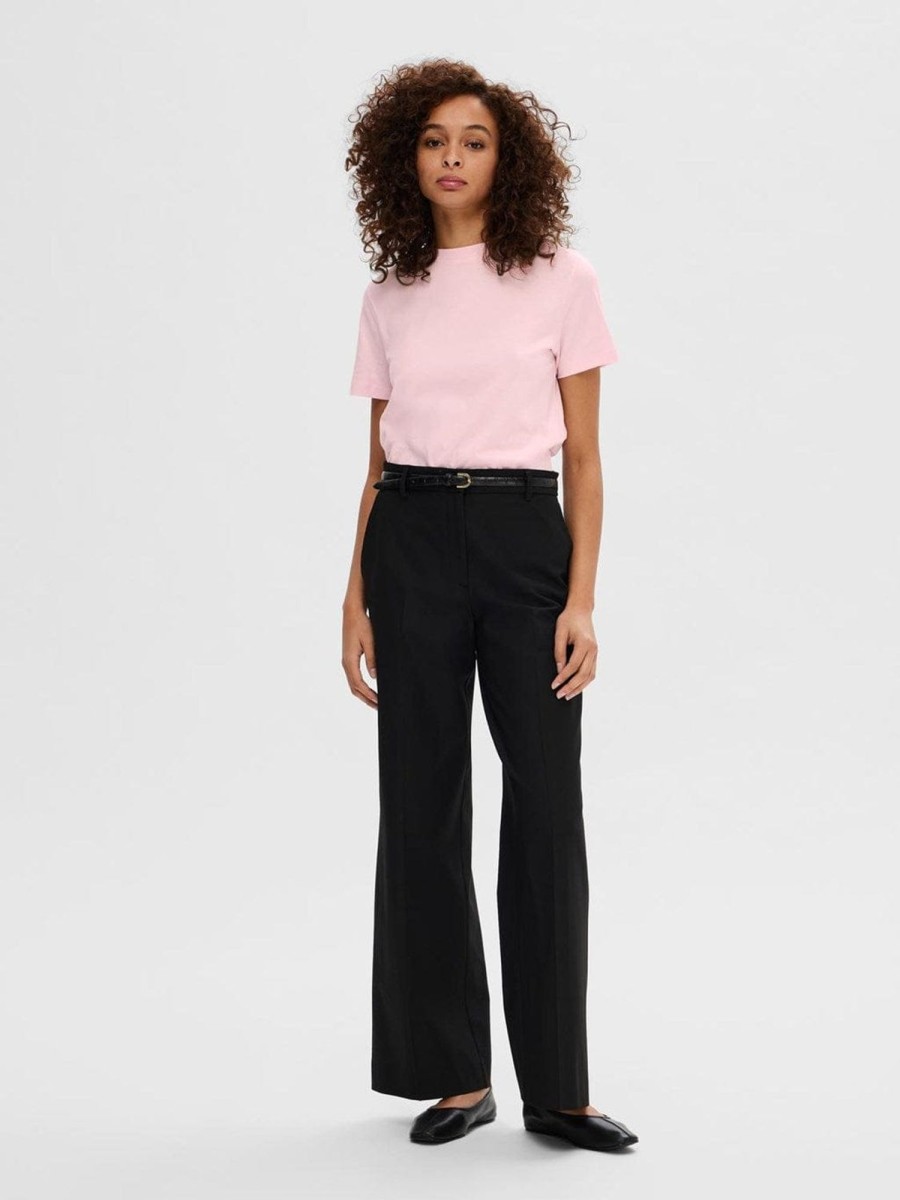 Klaer Selected Femme | Myessential Ss O-Neck Tee Cradle Pink