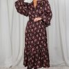 Klaer ByTiMo | Crepe Satin Midi Dress Flower Petals Black