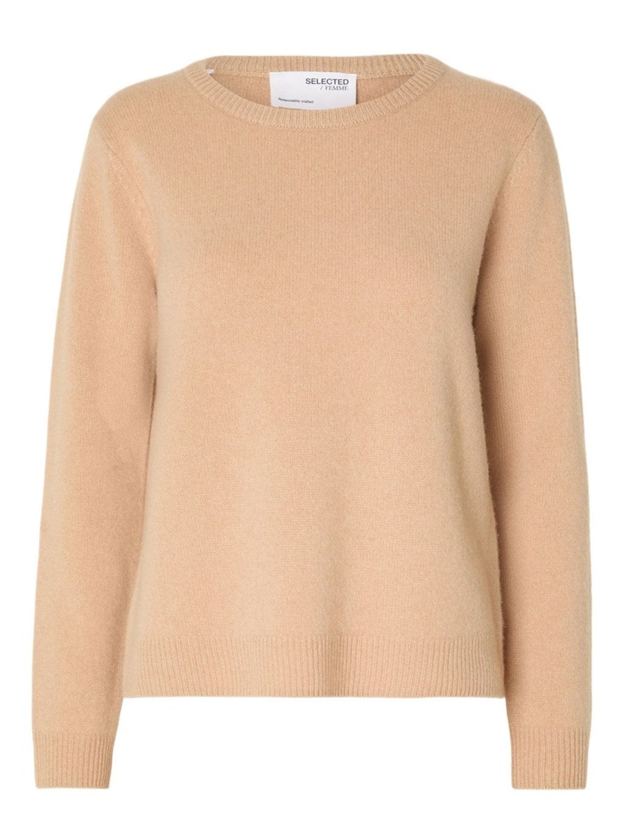 Klaer Selected Femme | Manila Ls Knit Cashmere O-Neck Amphora Saddlebrown