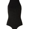 Klaer Selected Femme | Kimma Sl Halterneck Glitter Body Black Lurex - Silver Glitter Gray