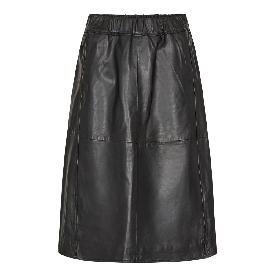 Klaer Pieszak | Lanni Leather Knee Skirt Black